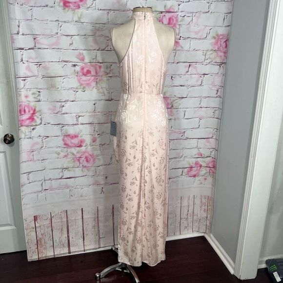 Lulu’s nwt Red Carpet Ready Light Rose Floral Satin Jacquard Maxi Dress - Picture 9 of 14